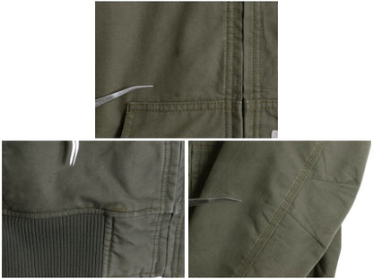 US企画 カーハート クイック ダック アクティブ ジャケット メンズ M フード パーカー 中綿 ナイロン キルティング ライナー フルジップ 緑