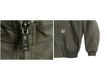 US企画 カーハート クイック ダック アクティブ ジャケット メンズ M フード パーカー 中綿 ナイロン キルティング ライナー フルジップ 緑