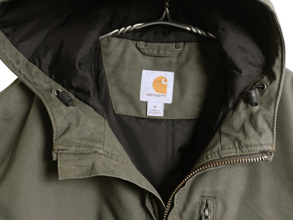 US企画 カーハート クイック ダック アクティブ ジャケット メンズ M フード パーカー 中綿 ナイロン キルティング ライナー フルジップ 緑