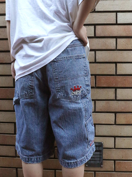 00s ☆ JNCO JEANS デニム ペインター ショーツ メンズ レディース 32 古着 オールド Y2K ストリート バギー ショートパンツ クラウン 刺繍