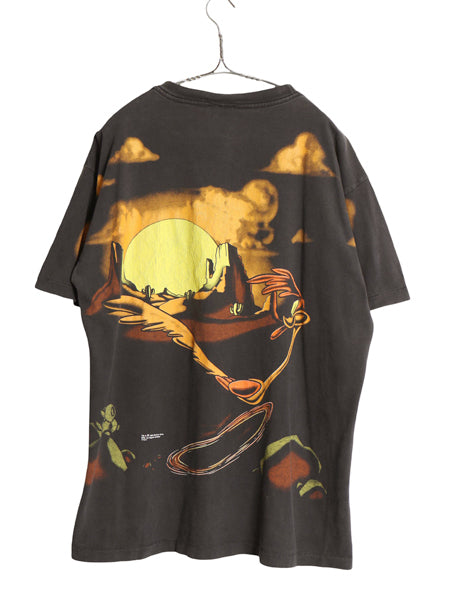 90s USA製 ワーナー キャラクター オールオーバー プリント Tシャツ メンズ レディース L / オールド イラスト アート シングルステッチ 黒