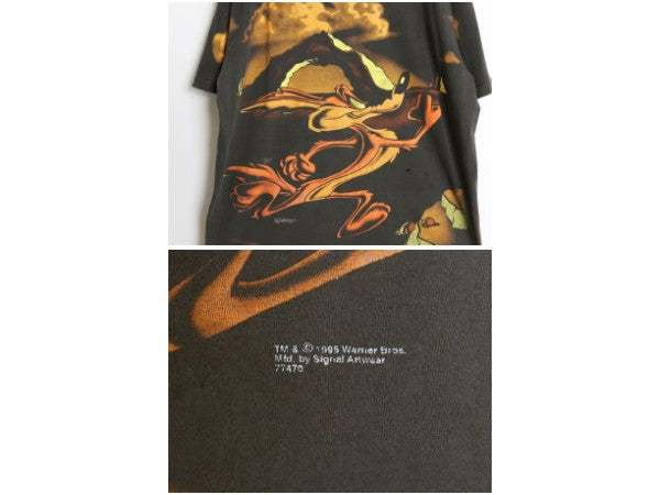 90s USA製 ワーナー キャラクター オールオーバー プリント Tシャツ メンズ レディース L / オールド イラスト アート シングルステッチ 黒