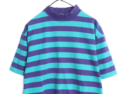 80s ウールリッチ モックネック ボーダー 半袖 Tシャツ メンズ M / ヴィンテージ ヘビーウェイト コットン ラガーシャツ シングルステッチ