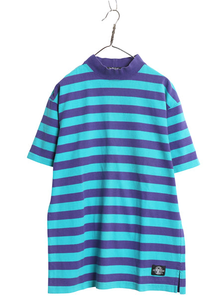 80s ウールリッチ モックネック ボーダー 半袖 Tシャツ メンズ M / ヴィンテージ ヘビーウェイト コットン ラガーシャツ シングルステッチ