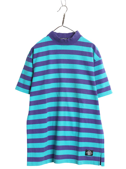 80s ウールリッチ モックネック ボーダー 半袖 Tシャツ メンズ M / ヴィンテージ ヘビーウェイト コットン ラガーシャツ シングルステッチ