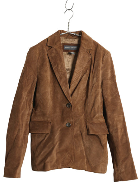 00s バナナリパブリック 本革 スウェード レザー テーラード ジャケット レディース S 程/ オールド 革ジャン ブレザー ブルゾン きれいめ