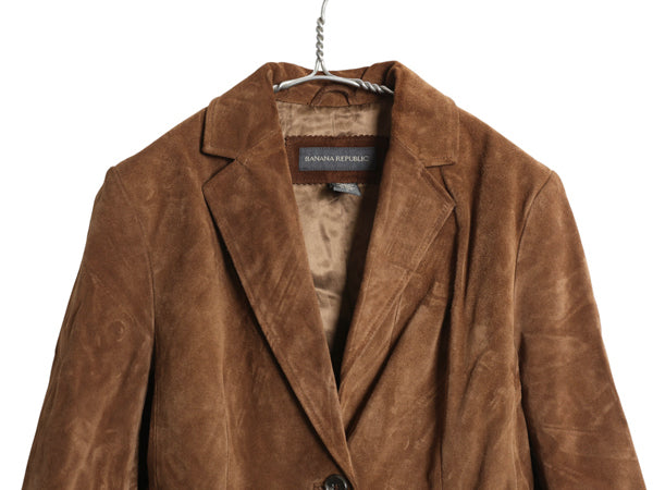 00s バナナリパブリック 本革 スウェード レザー テーラード ジャケット レディース S 程/ オールド 革ジャン ブレザー ブルゾン きれいめ