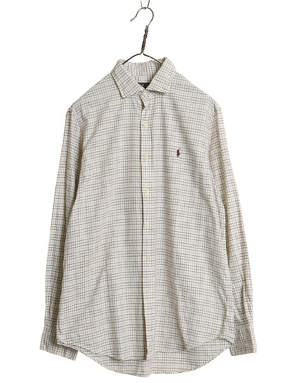 ポロ ラルフローレン チェック 長袖 シャツ メンズ M / コットン 長袖シャツ ワンポイント ワイシャツ カジュアル シンプル きれいめ 薄手