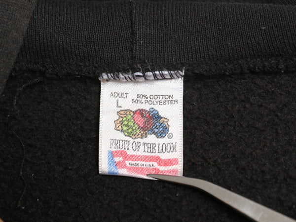 90s USA製 イラスト 両面 プリント スウェット パーカー メンズ L / オールド ミリタリー グラフィック プルオーバー トレーナー 裏起毛 黒