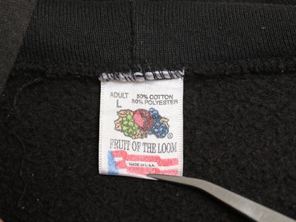 90s USA製 イラスト 両面 プリント スウェット パーカー メンズ L / オールド ミリタリー グラフィック プルオーバー トレーナー 裏起毛 黒