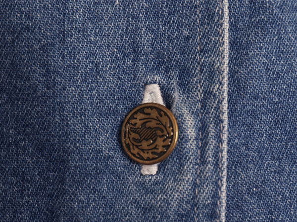 90s エルエルビーン デニム ロング スカート レディース M / オールド コットン フレア 前開き フロント ボタン ミモレ丈 カジュアル 濃紺