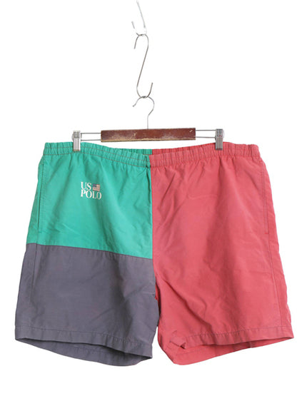 90s ポロ ラルフローレン ショートパンツ メンズ L / オールド コットン ナイロン ショーツ スイム 短パン 海パン 水陸共用 インナー付き
