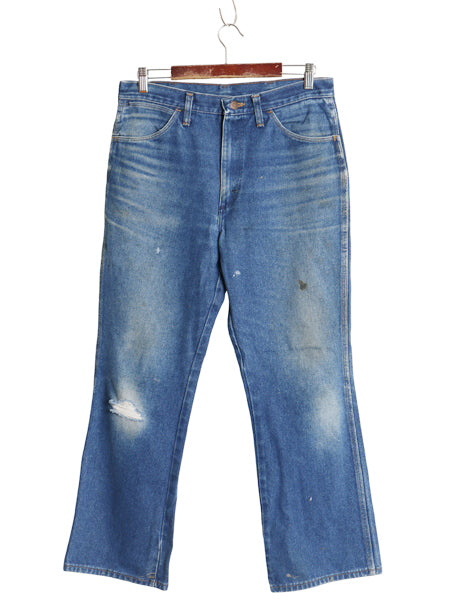 80s USA製 ラングラー ブーツカット デニム パンツ 実寸 33 29 古着 ヴィンテージ 945PW フレア ジーパン ジーンズ ヒゲ アタリ ダメージ