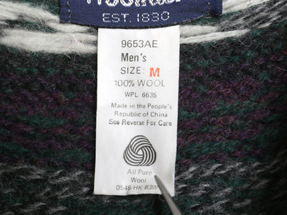 80s ウールリッチ ノルディック ニット セーター メンズ M / 旧タグ ヴィンテージ ウール バーズアイ 丸ヨーク 求心柄 総柄 マルチカラー