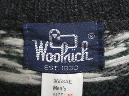 80s ウールリッチ ノルディック ニット セーター メンズ M / 旧タグ ヴィンテージ ウール バーズアイ 丸ヨーク 求心柄 総柄 マルチカラー