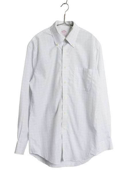 ブルックスブラザーズ メーカーズ チェック 長袖 ボタンダウン シャツ メンズ S 程 / コットン ワイシャツ ノーアイロン ポケット付き 細身