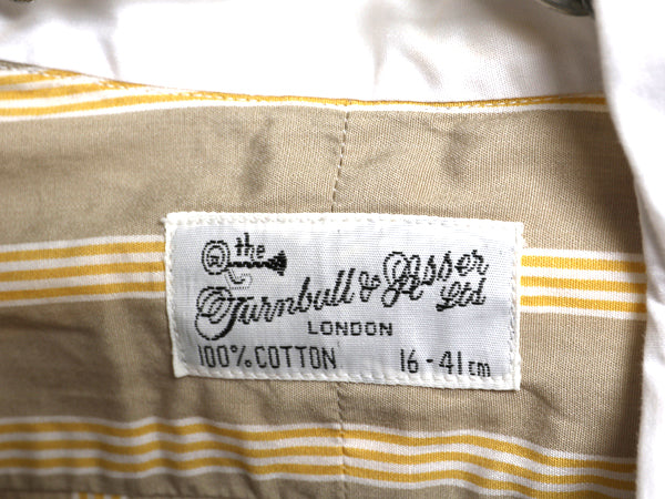 60s 70s イギリス製 ★ ターンブル&アッサー ストライプ クレリック シャツ メンズ L 程/ 古着 ヴィンテージ 長袖シャツ コットン ドレス