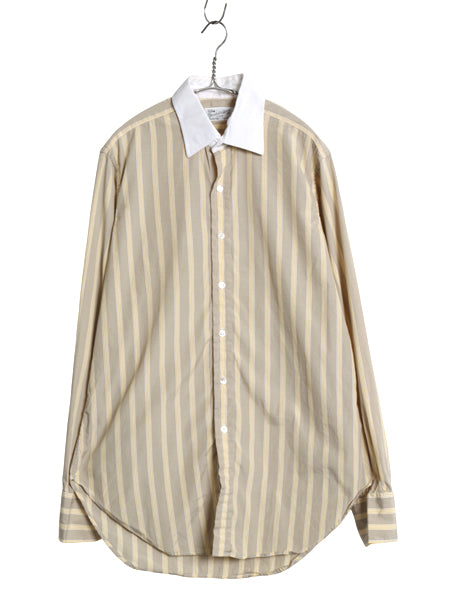 60s 70s イギリス製 ★ ターンブル&アッサー ストライプ クレリック シャツ メンズ L 程/ 古着 ヴィンテージ 長袖シャツ コットン ドレス