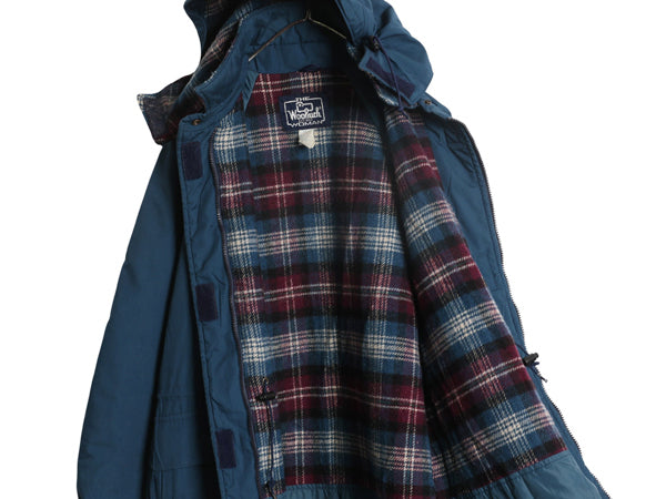 80s USA製 ウールリッチ ロング マウンテンパーカー ジャケット レディース L / ヴィンテージ コート 中綿 ウール ライナー付き マンパ 紺