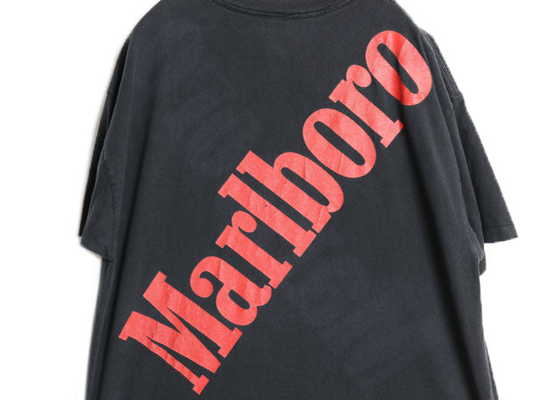 90s USA製 マルボロ 両面 プリント ポケット付き Tシャツ メンズ XL / オールド 当時物 企業 ポケT タバコ ヘビーウェイト 大きいサイズ 黒