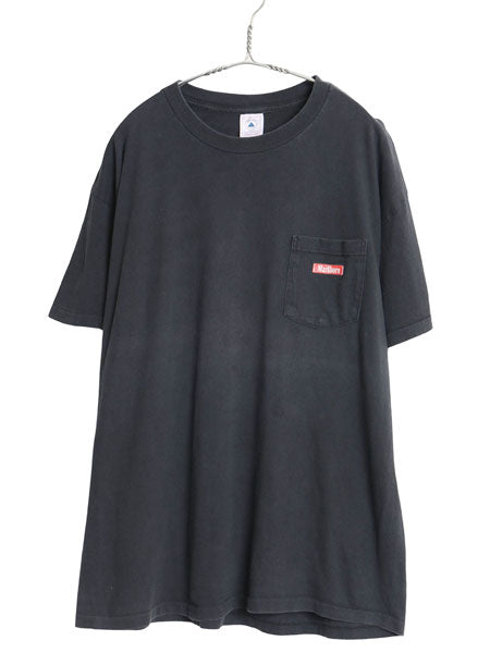 90s USA製 マルボロ 両面 プリント ポケット付き Tシャツ メンズ XL / オールド 当時物 企業 ポケT タバコ ヘビーウェイト 大きいサイズ 黒