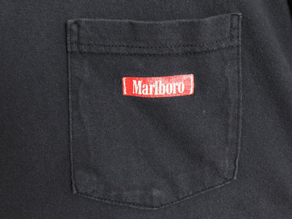 90s USA製 マルボロ 両面 プリント ポケット付き Tシャツ メンズ XL / オールド 当時物 企業 ポケT タバコ ヘビーウェイト 大きいサイズ 黒