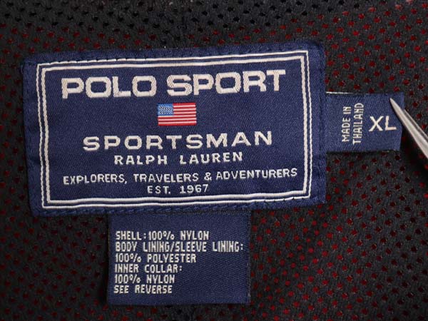 90s ポロスポーツ ラルフローレン ナイロン ジャケット メンズ XL オールド ポロ SPORTSMAN フルジップ ハイネック メッシュ ライナー付き