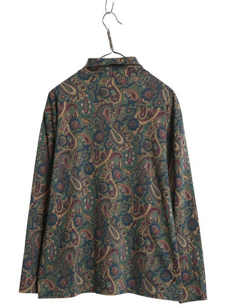 90s USA製 ランズエンド タートルネック 長袖 Tシャツ レディース L 古着 オールド ペイズリー 総柄 ロンT スムース ストレッチ コットン