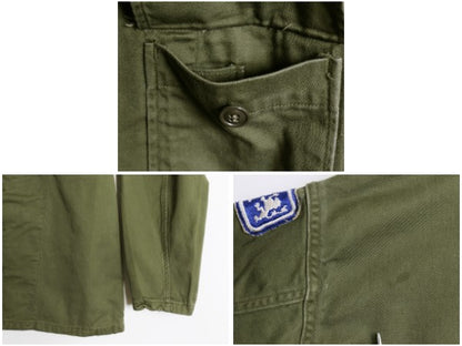 60s 米軍実物 US ARMY コットン サテン ユーティリティ シャツ M ヴィンテージ 60年製 OG107 筒袖 1st 後期 ミリタリー 軍物 ワッペン付き