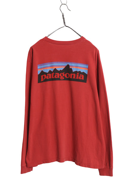 パタゴニア 両面 プリント 長袖 Tシャツ メンズ L 古着 アウトドア ロンT P6 ボックスロゴ オーガニック コットン カットソー クルーネック