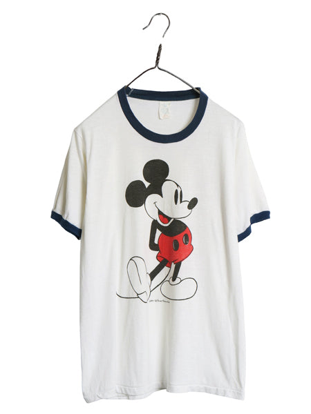 70s USA製 ミッキー 染込み プリント リンガー Tシャツ メンズ レディース L 小さめ S 程 ヴィンテージ キャラクター ディズニー イラスト