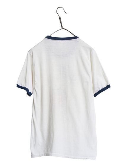 70s USA製 ミッキー 染込み プリント リンガー Tシャツ メンズ レディース L 小さめ S 程 ヴィンテージ キャラクター ディズニー イラスト