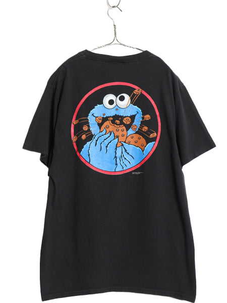 90s USA製 ★ クッキーモンスター got cookie パロディ プリント Tシャツ メンズ L 程/ 当時物 セサミストリート キャラクター アニメ 黒