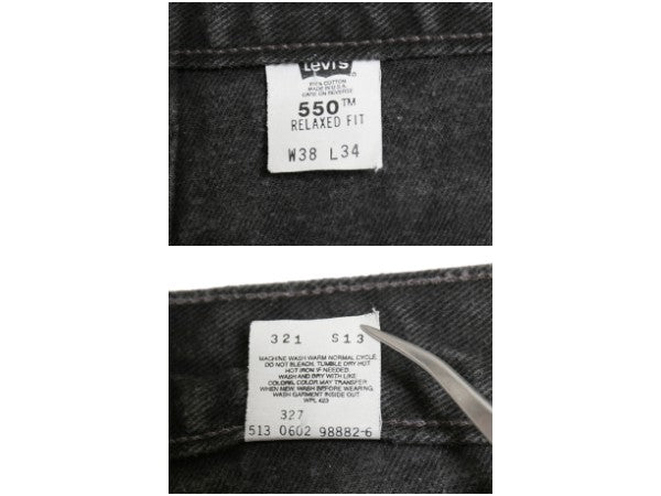 00s USA製 リーバイス 550 ブラック デニム パンツ メンズ 38 34 / オールド リラックス フィット テーパード ジーンズ ジーパン 赤タブ 黒