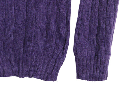 ポロ ラルフローレン ケーブル ニット セーター レディース M 古着 100% カシミヤ 長袖ニット ポニー無し 無地 シンプル きれいめ パープル