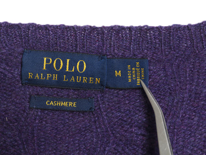 ポロ ラルフローレン ケーブル ニット セーター レディース M 古着 100% カシミヤ 長袖ニット ポニー無し 無地 シンプル きれいめ パープル