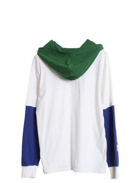 ポロ ラルフローレン フード付き 長袖 Tシャツ キッズ XL メンズ S 程 パーカー コットン プルオーバー カットソー レイヤード 袖 プリント