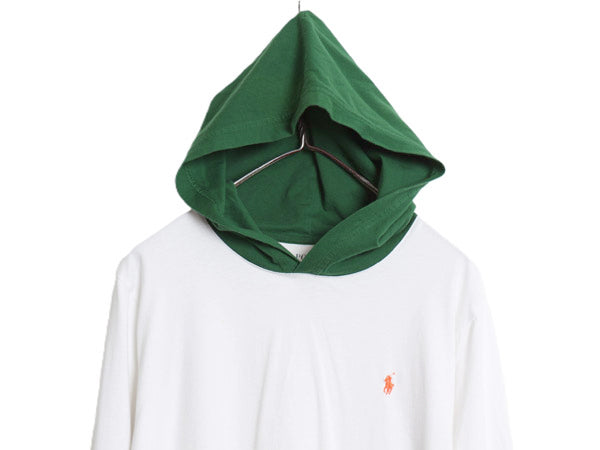 ポロ ラルフローレン フード付き 長袖 Tシャツ キッズ XL メンズ S 程 パーカー コットン プルオーバー カットソー レイヤード 袖 プリント
