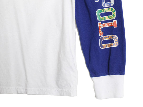 ポロ ラルフローレン フード付き 長袖 Tシャツ キッズ XL メンズ S 程 パーカー コットン プルオーバー カットソー レイヤード 袖 プリント