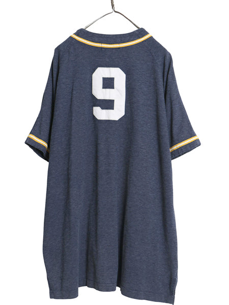 90s ポロスポーツ ラルフローレン ベースボール シャツ メンズ XXL / オールド ポロ 半袖シャツ フルジップ ユニフォーム 大きいサイズ 紺