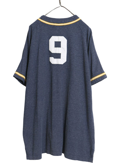 90s ポロスポーツ ラルフローレン ベースボール シャツ メンズ XXL / オールド ポロ 半袖シャツ フルジップ ユニフォーム 大きいサイズ 紺