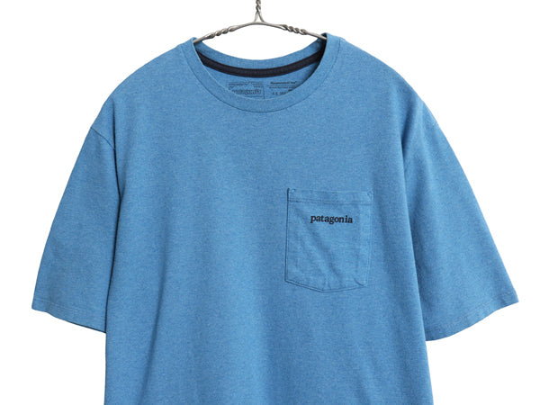 パタゴニア ポケット付き 両面 プリント 半袖 Tシャツ メンズ S 22年製 アウトドア グラフィック アート バックプリント ポケT シンプル