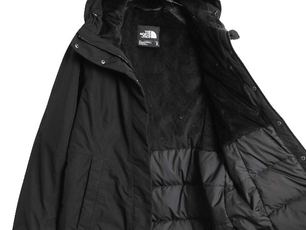 US企画 ノースフェイス ダウン パーカー ジャケット レディース M / マンパ  550 フィル ジャンパー フルジップ フリース ライナー 付き 黒