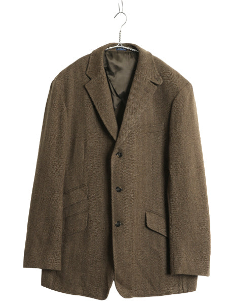 デッドストック 90s イタリア製 ポロ ラルフローレン ツイード テーラード ジャケット メンズ L / オールド ブレザー ラム ウール チンスト