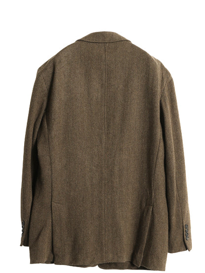 デッドストック 90s イタリア製 ポロ ラルフローレン ツイード テーラード ジャケット メンズ L / オールド ブレザー ラム ウール チンスト