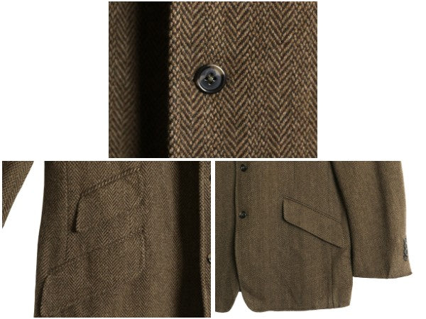 デッドストック 90s イタリア製 ポロ ラルフローレン ツイード テーラード ジャケット メンズ L / オールド ブレザー ラム ウール チンスト