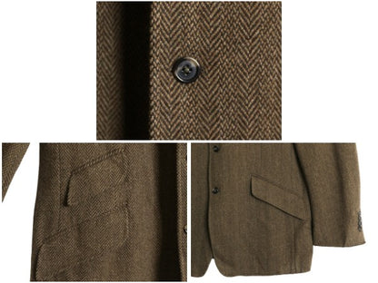 デッドストック 90s イタリア製 ポロ ラルフローレン ツイード テーラード ジャケット メンズ L / オールド ブレザー ラム ウール チンスト