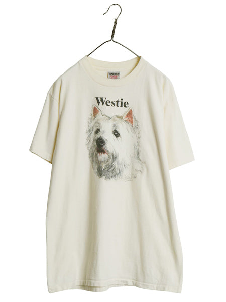 90s USA製 ドッグ イラスト プリント 半袖 Tシャツ メンズ レディース XL 古着 オールド 犬 アニマル アート キャラクター  大きいサイズ