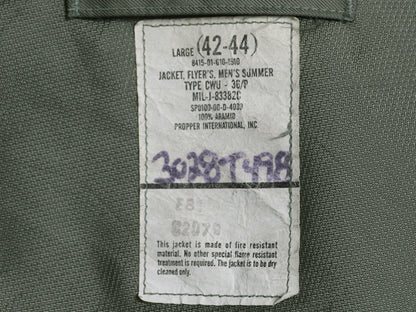 00s 米軍実物 CWU-36P サマー フライト ジャケット LARGE / オールド 00年製 軍物 アラミド ミリタリー USAF エアフォース ボンバー セージ