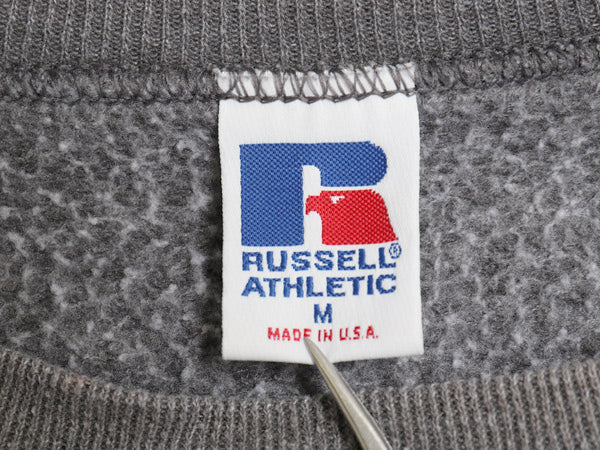 90's USA製 ラッセル 無地 スウェット メンズ レディース M / オールド ワンポイント トレーナー ブランク クルーネック 裏起毛 前V グレー